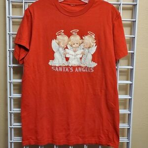 Red vintage Santa's Angels T-shirt